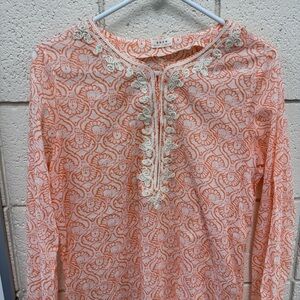 Joie Coral and Ivory Lace Swim Coverup